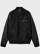 Arsenal Retro Invincibles Black and Leather Sleeves Varsity Jacket